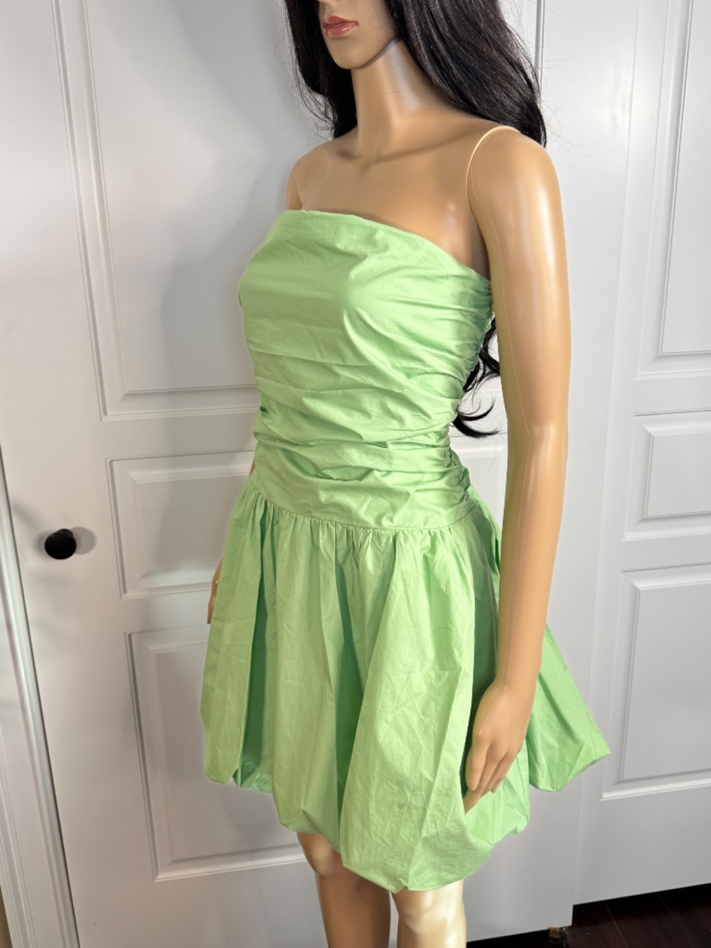 MINT COLORED STRAPLESS DROP WAIST BUBBLE HEM MINI DRESS WITH POCKETS - NWT - Picture 8 of 15